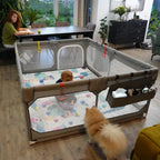 Baby Playpen With Folding Mat, 75 x 59 x 26 in, Grey
