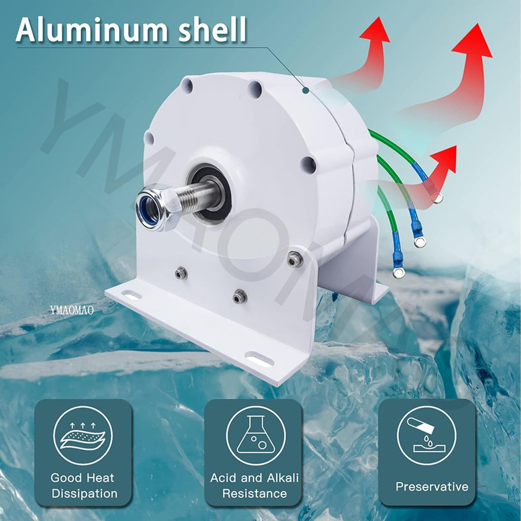 12,000W Low-RPM Permanent Magnet Gearless Generator for Wind and Water Turbines - 12V/24V/48V/120V/220V