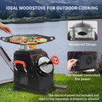 Wood Burning Camp Stove - Stainless Steel, Black, 16in L x 13in W x 17in H