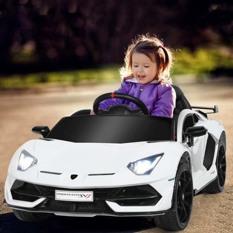 Licensed Lamborghini SVJ Kids Ride-On Car, 12V Battery Powered - Red, White, Black, Green Or Pink