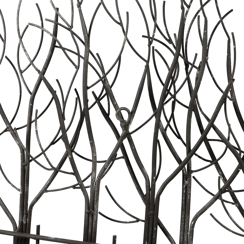 Black Metal Tree Wall Decor - Modern Forest Design Wall Art Sculpture