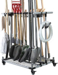 Garden Tool Organizer Metal Rack With Casters, 23.6in D x 31.5in W x 39.1in H - Garden
