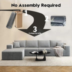 Settab Modular Sectional Sofa, 2 Seater Left-Facing Chaise, Black, 68.9 inch D x 107.5 inch W x 36.3 inch H