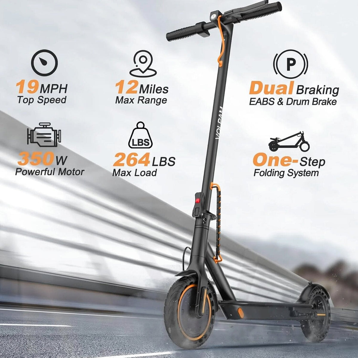 Electric Scooter 10 Inch Solid Tires, 500W, Dual Suspension
