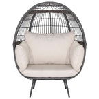 Oversized Wicker Egg Chair With 4 Cushions, 43 x 32.5 x 57 in