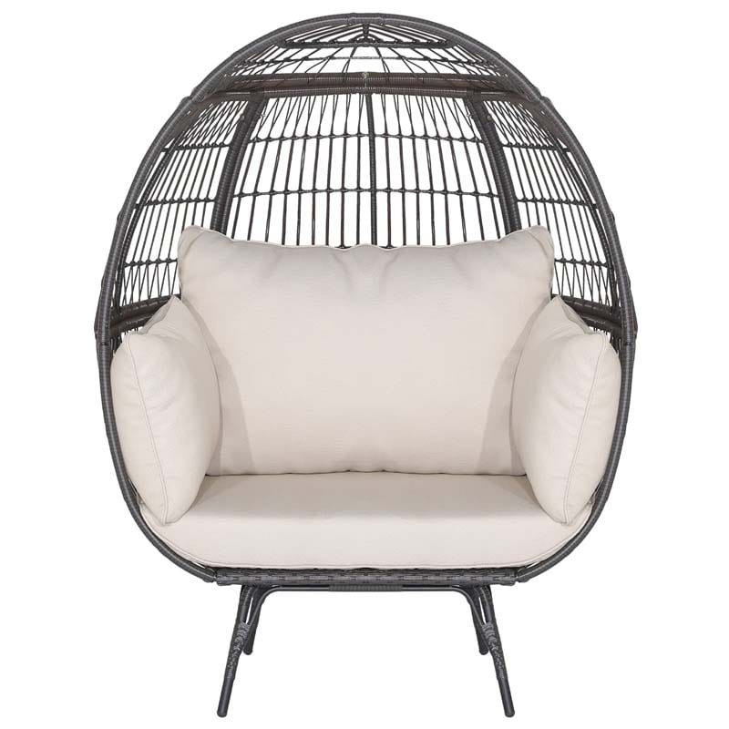 Oversized Wicker Egg Chair With 4 Cushions, 43 x 32.5 x 57 in