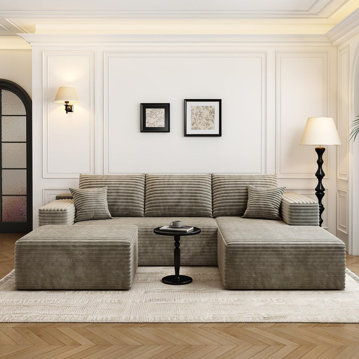 Settab Modular Sectional Sofa, 2 Seater Left-Facing Chaise, Black, 68.9 inch D x 107.5 inch W x 36.3 inch H