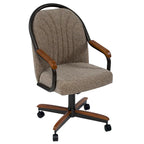 Casual Dining Swivel And Tilt Rolling Dining Chair, Brown Fabric, 38 H x 22 1/2 W x 22 D / 38 H x 24 W x 22 D