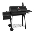 Gourmet 30in Charcoal Grill And Offset Smoker - Black