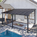 Wall-Mounted Patio Gazebo 10' x 12' With Sloped Polycarbonate Roof
