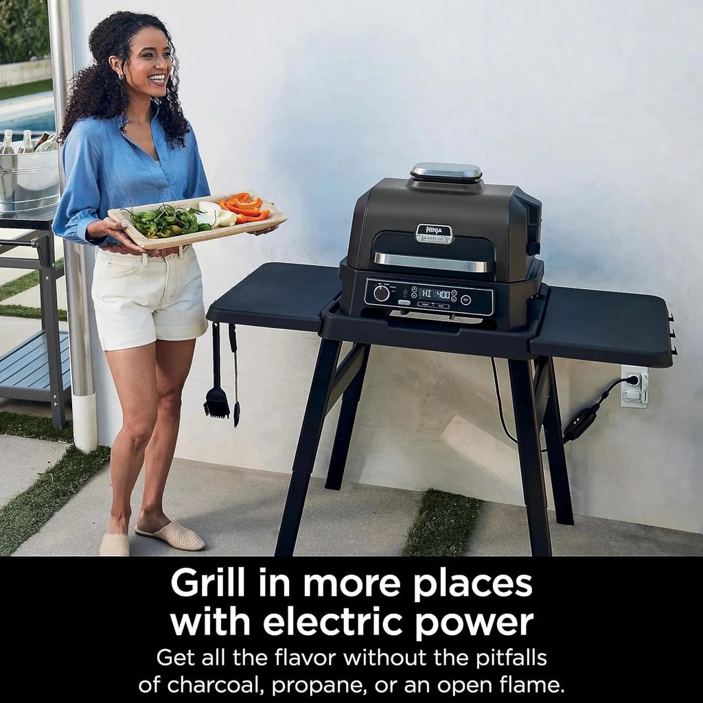 Ninja 7-in-1 Portable Electric Outdoor Grill And Smoker With Thermometer, Grey - OG751BRN