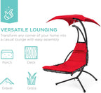 Best Choice Products Outdoor Hanging Steel Chaise Lounge Chair With Canopy, Charcoal Gray - SKY5871