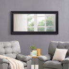 Full Length Oversized Rectangle Wall Mirror With Smooth Faux Wood Frame