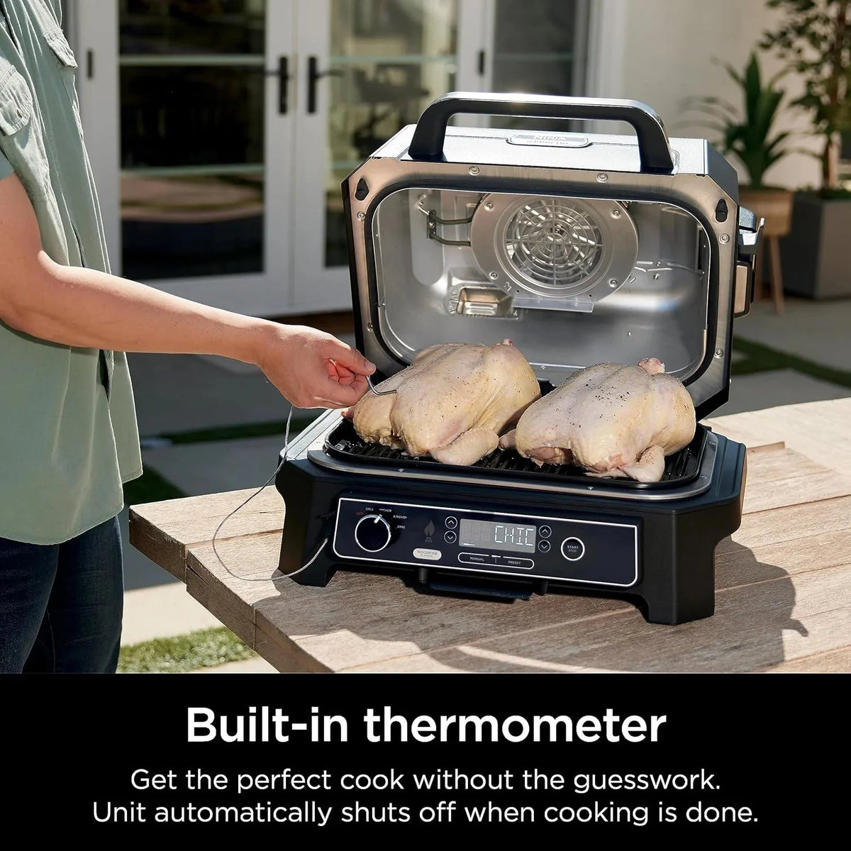 Ninja 7-in-1 Portable Electric Outdoor Grill And Smoker With Thermometer, Grey - OG751BRN