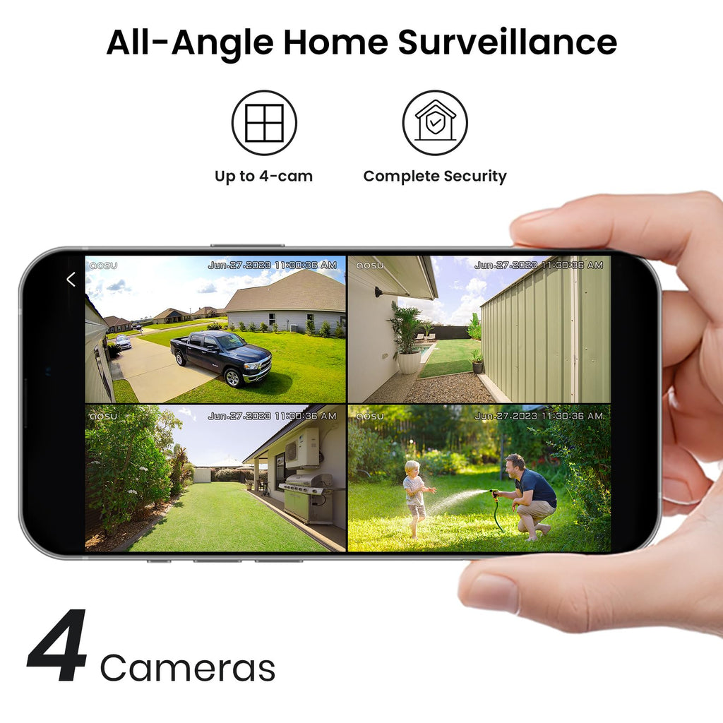 Wireless Outdoor Security Camera System 2K HD 2-Cam Kit 166 Degree Wide Angle
