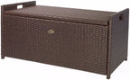 Barton Rattan Style Outdoor Storage Bench, 60-Gallon, Brown - With Seat Cushion