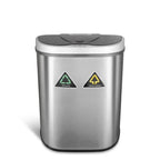 18 Gallon Dual Compartment Motion Sensor Trash Can - Automatic Hands-Free Kitchen Garbage Bin