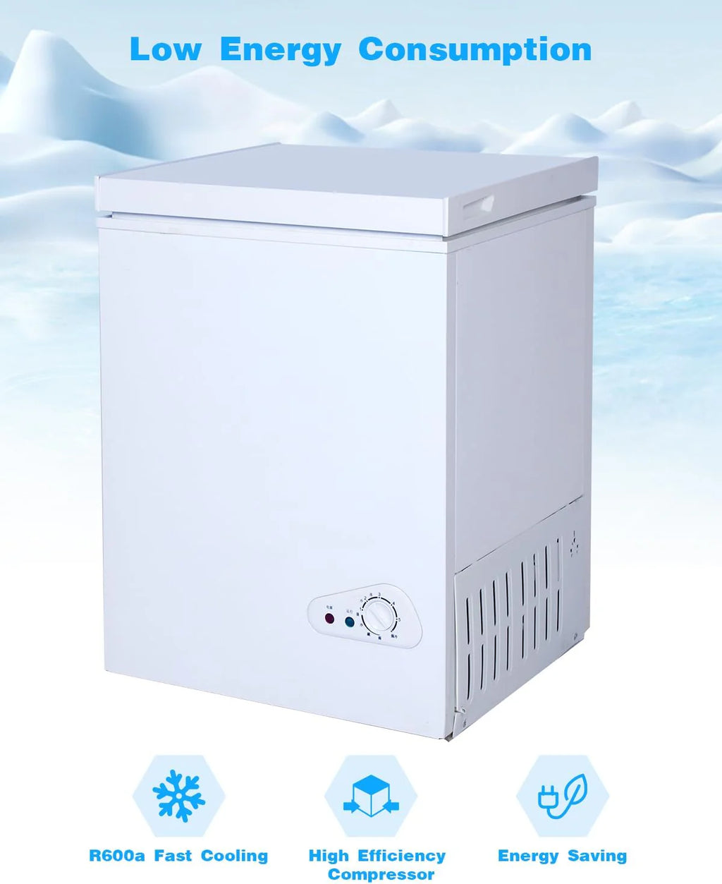 EUASOO 3.5 Cu.Ft Chest Freezer With Removable Basket, White - FLG-80Q