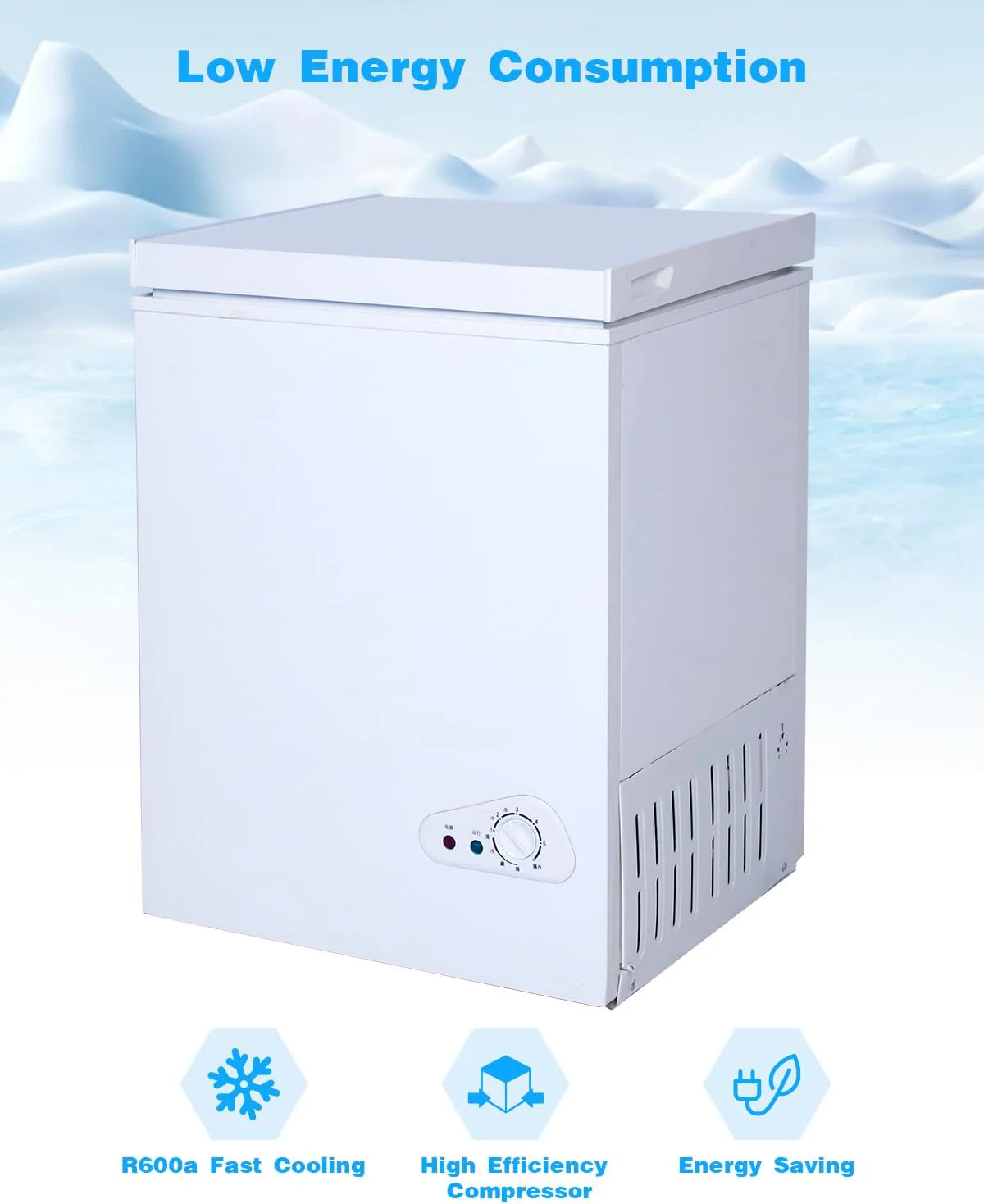 EUASOO 3.5 Cu.Ft Chest Freezer With Removable Basket, White - FLG-80Q
