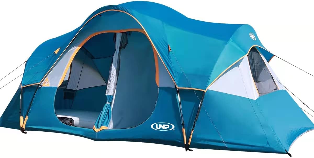 unp 10-Person Camping Tent, 18ft x 9ft x 78in, 2 Rooms, 5 Mesh Windows