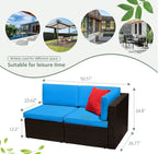 Devoko 5-Piece Outdoor Sectional Patio Sofa Set With Cushions And Glass Table - Beige
