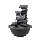 4-Tier Indoor Water Fountain - 7.8 x 7.8 x 10.6 in, Gray Resin