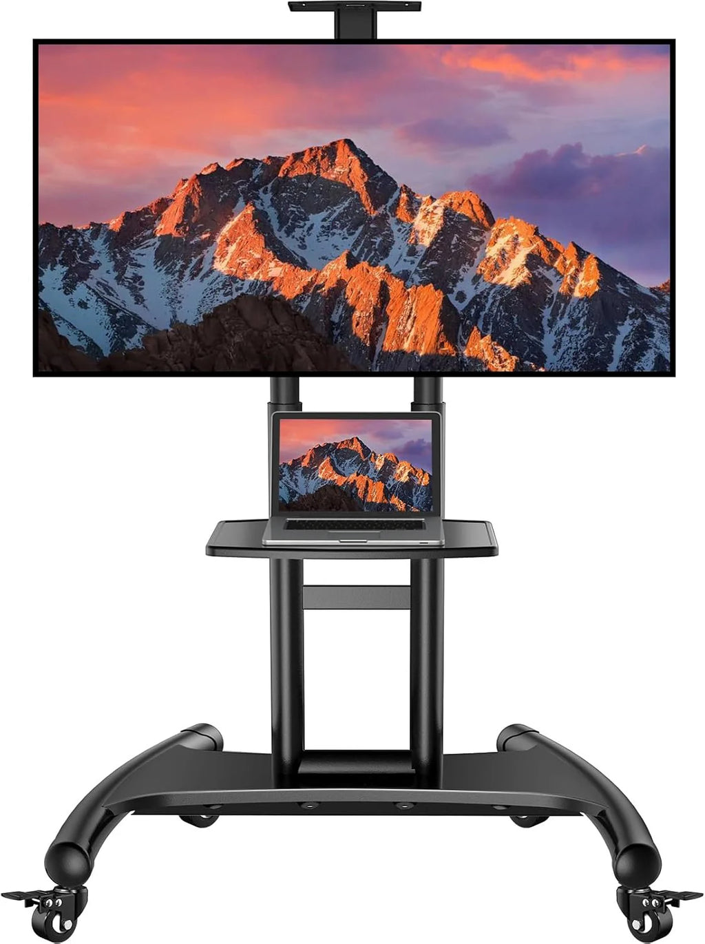 Rolling Mobile TV Cart With Wheels For 32-82 Inch TVs, Black, 100 lbs - PSTVMC05