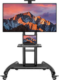 Rolling Mobile TV Cart With Wheels For 32-82 Inch TVs, Black, 100 lbs - PSTVMC05