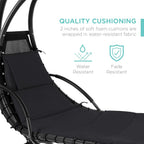Best Choice Products Outdoor Hanging Steel Chaise Lounge Chair With Canopy, Charcoal Gray - SKY5871
