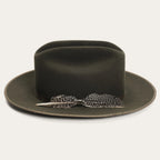 Fur Felt Western Hat, Sage, 4 1/4 in Crown, 2 3/4 in Brim - 1865 Distressed Open Road Royal Deluxe