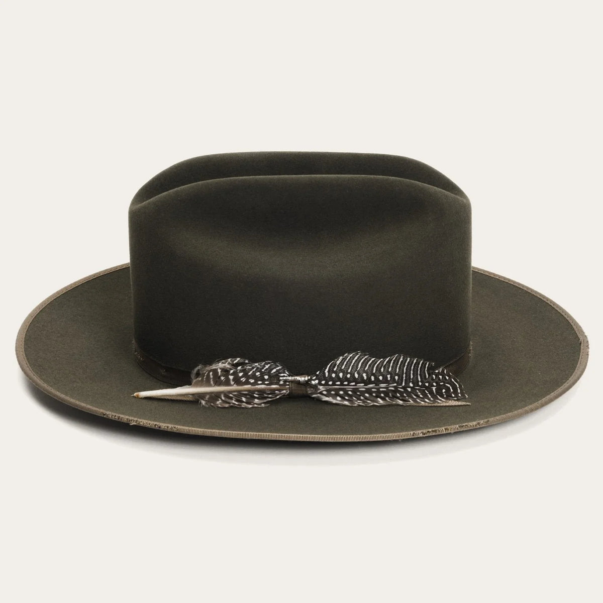Fur Felt Western Hat, Sage, 4 1/4 in Crown, 2 3/4 in Brim - 1865 Distressed Open Road Royal Deluxe