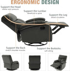 Swivel Rocker Recliner Chair For Compact Spaces - 32in D x 30.2in W x 38.9in H