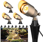 Solid Brass Outdoor Spotlight Fixtures, 12V Bronze, 12 Pack, Bulbs Not Included