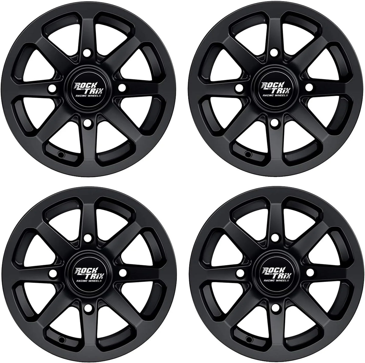 RockTrix ATV UTV SxS Wheels 15x7 4x137 4+3 Offset Matte Black Set Of 4 - RT102