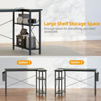 40 Inch L-Shaped Computer Desk With Power Station And Storage Shelves
