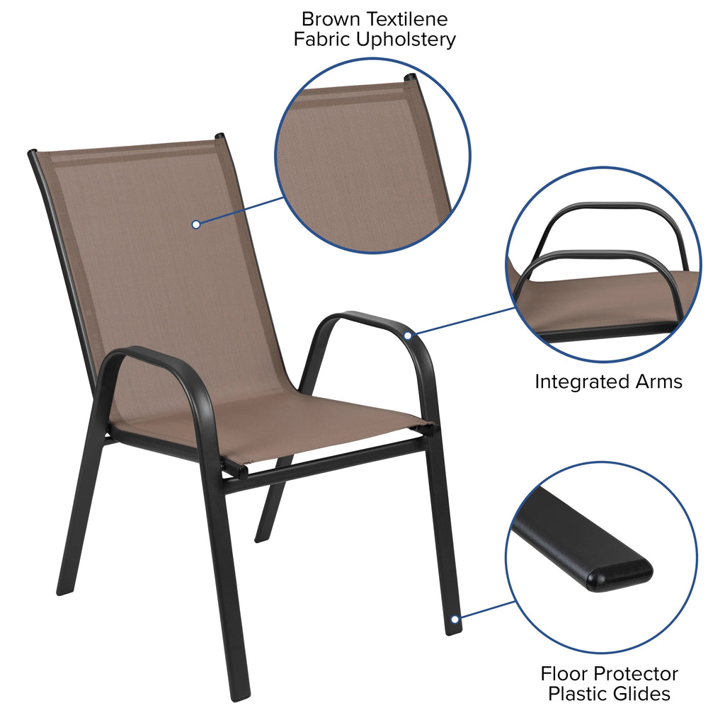Emma + Oliver Outdoor Stack Chairs, Gray, 4 Pack, 21.25in W x 29in D x 36in H