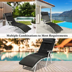 7 Position Folding Outdoor Chaise Lounge Chair With Cushion And Pillow