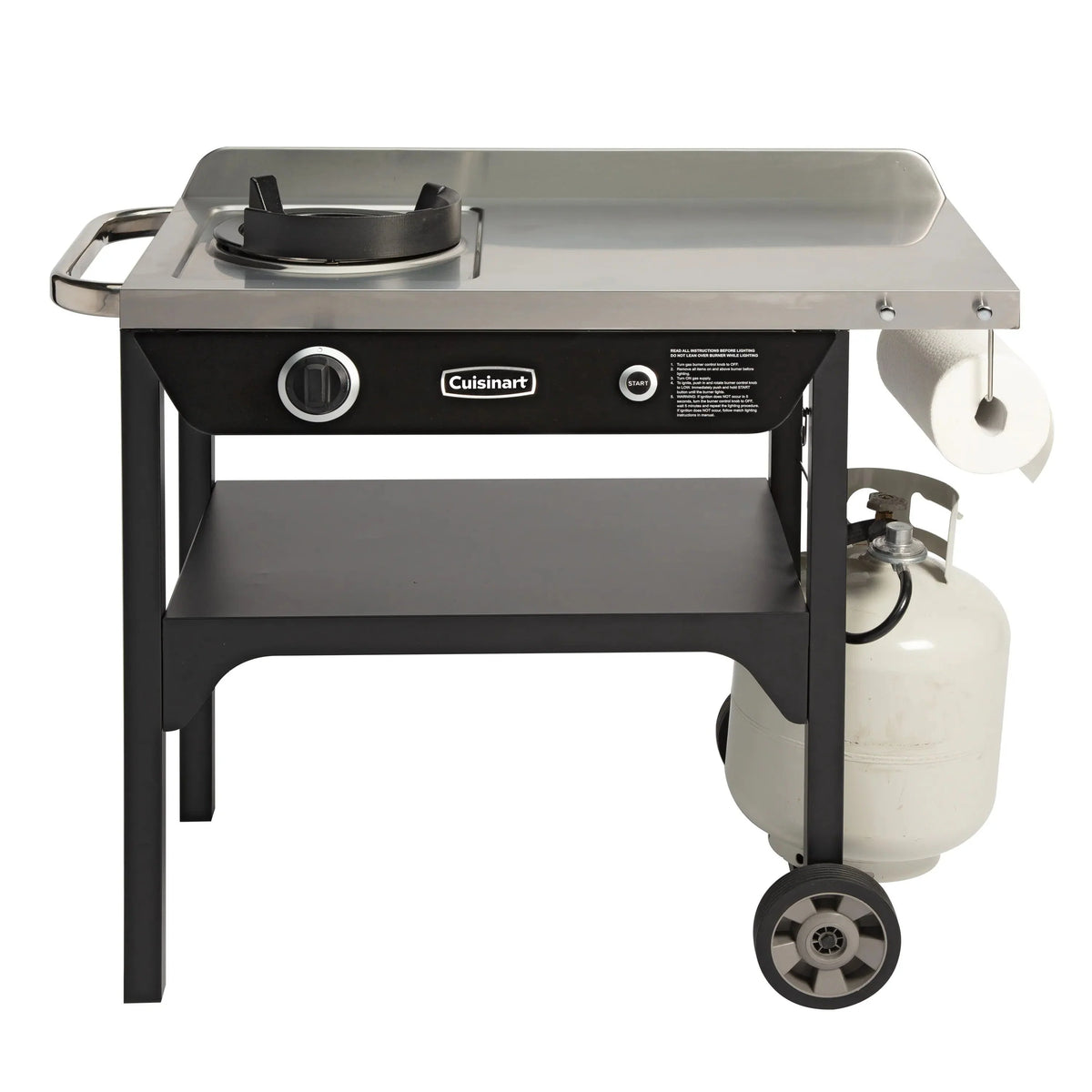 Cuisinart Outdoor Wok Station With Prep Table, 50,000 BTU, 14 inch Carbon Steel Wok - Black