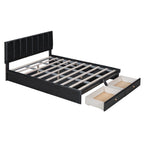 Roomfitters Full Size Upholstered Platform Bed With Hydraulic Storage System, 2 Drawers, Black - 78in L x 60.6in W x 37.8in H
