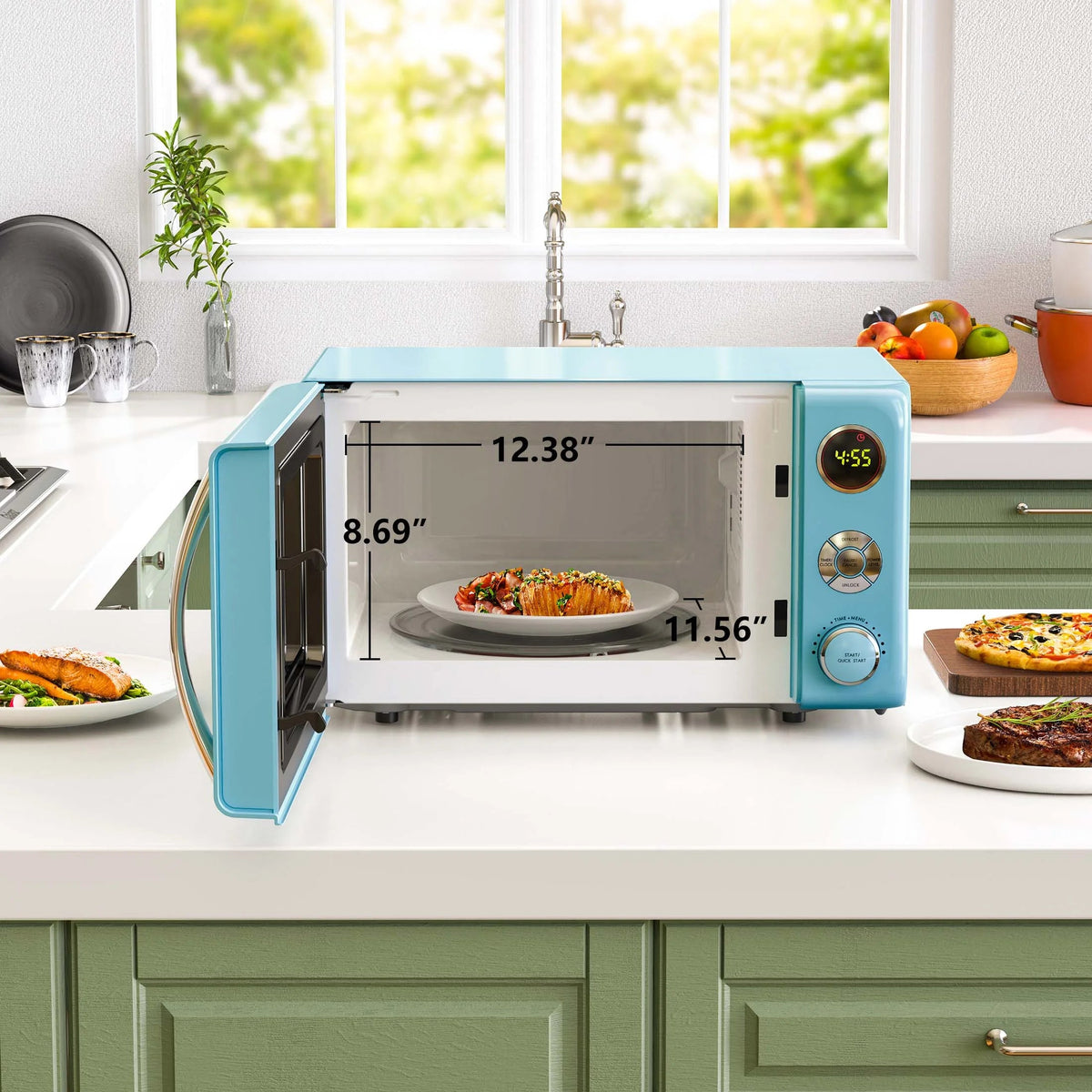 Galanz Retro Countertop Microwave Oven 0.7 Cu ft, 700 Watts, Blue - GLCMKA07BER-07A