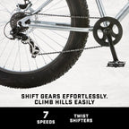 Mongoose Malus Adult Fat Tire Mountain Bike, 26-Inch Wheels, 4-Inch Tires, 7-Speed - R5714C