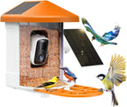 Harymor Bird Feeder Camera With AI Bird Identification, 2K Live View, Solar Panels, Orange