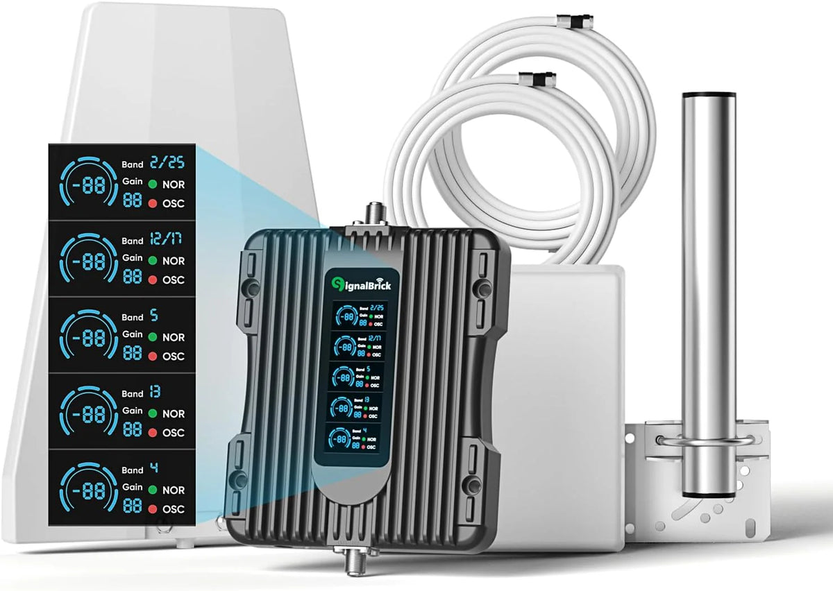 SignalBrick Five-Band Cell Phone Signal Booster, Gray - 5,000 Sq Ft Coverage