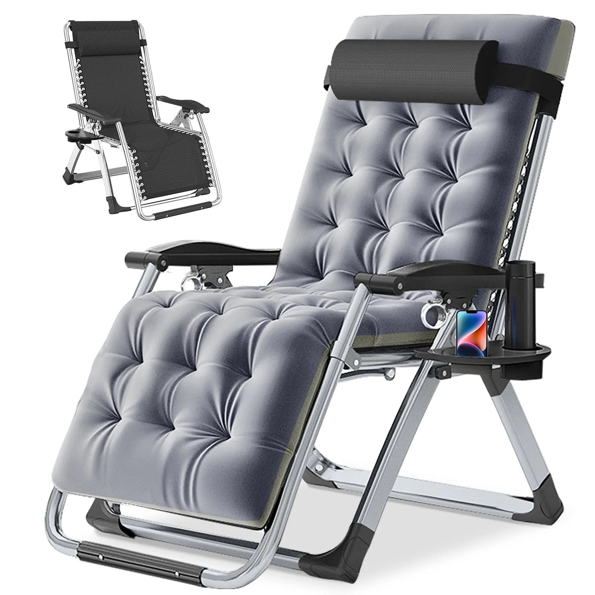 NAIZEA Zero Gravity Lawn Recliner Chairs, 2 Pack, Black