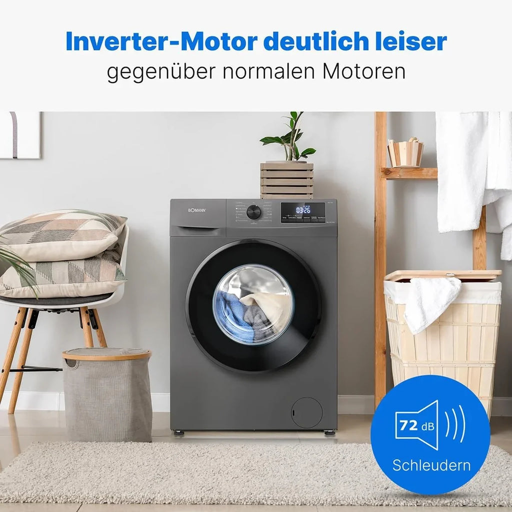 Bomann Washing Machine 8 kg / 1400 U/min / 15 Wash Programs / LED Display