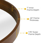 Classic Farmhouse Round Wooden Frame Wall Mirror - 24-inches, 28-inches, 32-inches