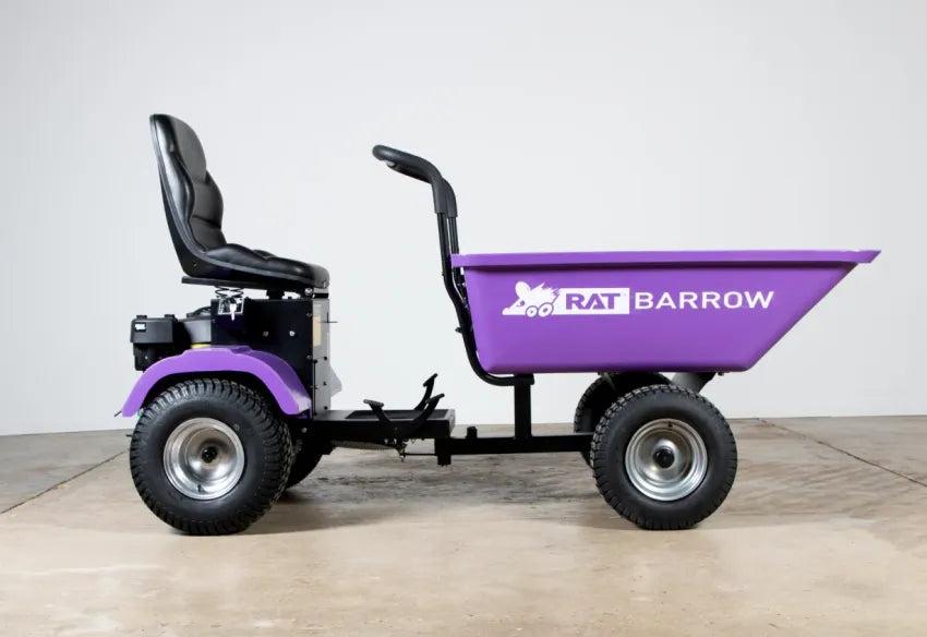 Rat Barrow Ride-On Wheelbarrow, Black, 150 Ltrs, 200kg Capacity, 98cm Wide, 2.3m Long