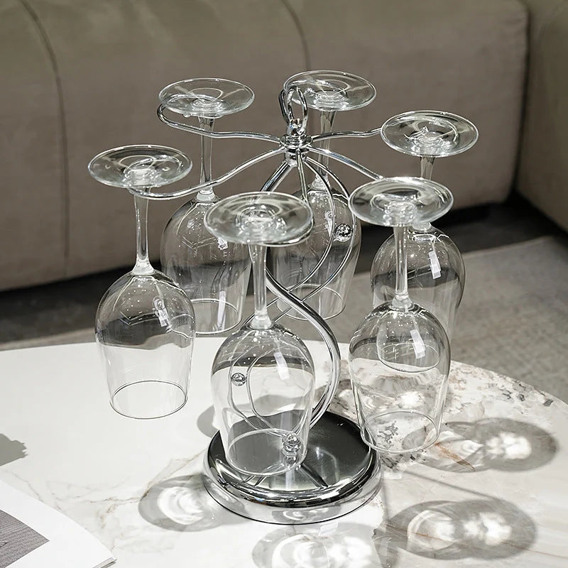 Metal Freestanding Wine Glass Holder Rack - Holds Up To 6 Stemmed Wine Glasses