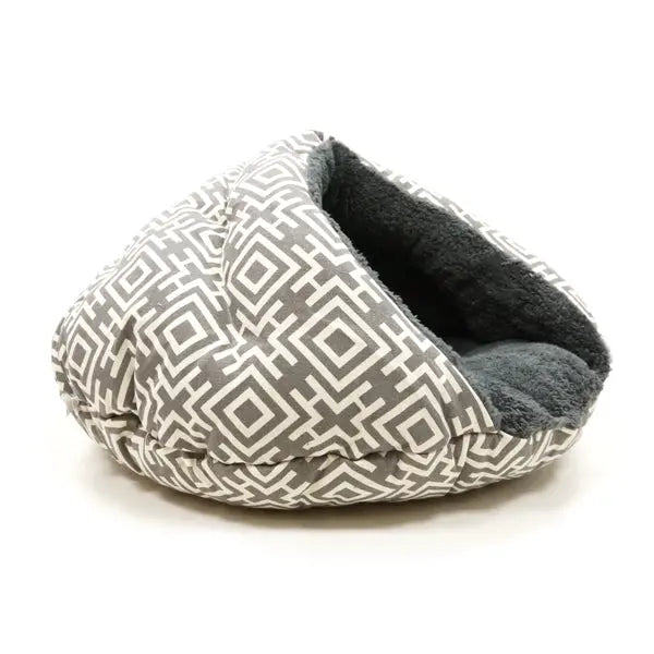Small Dog Burger Snuggle Bed, Modern Grey, 24in L x 23in W x 12in H