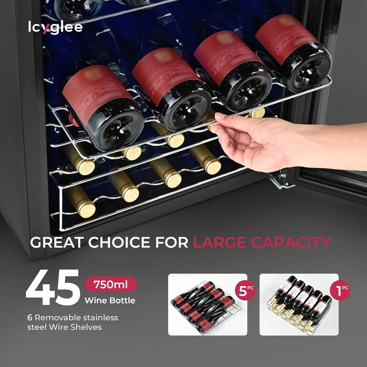 Icyglee Beverage Refrigerator 3.2 Cubic Feet 126 Can Silver - BR-110-IG-02X